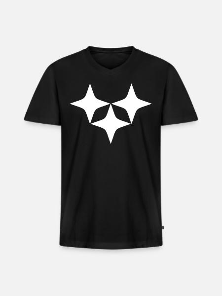 Three White Stars - Men's Premium Organic T-shirt with V-neck - black