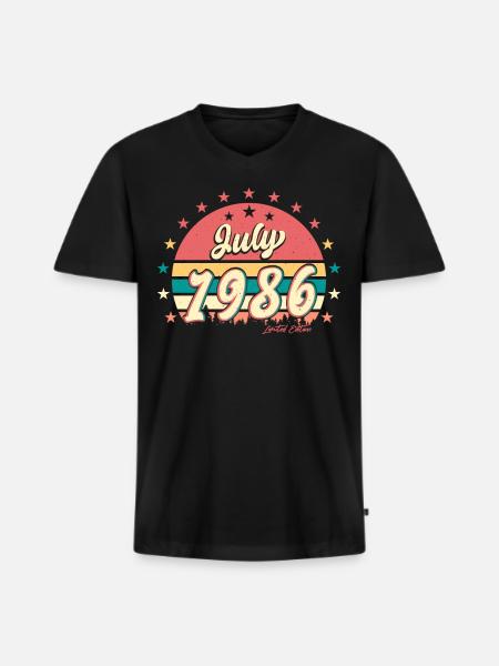 1986 Juli Beste Geschenkidee - Männer Premium Bio T-Shirt mit V-Ausschnitt - Schwarz