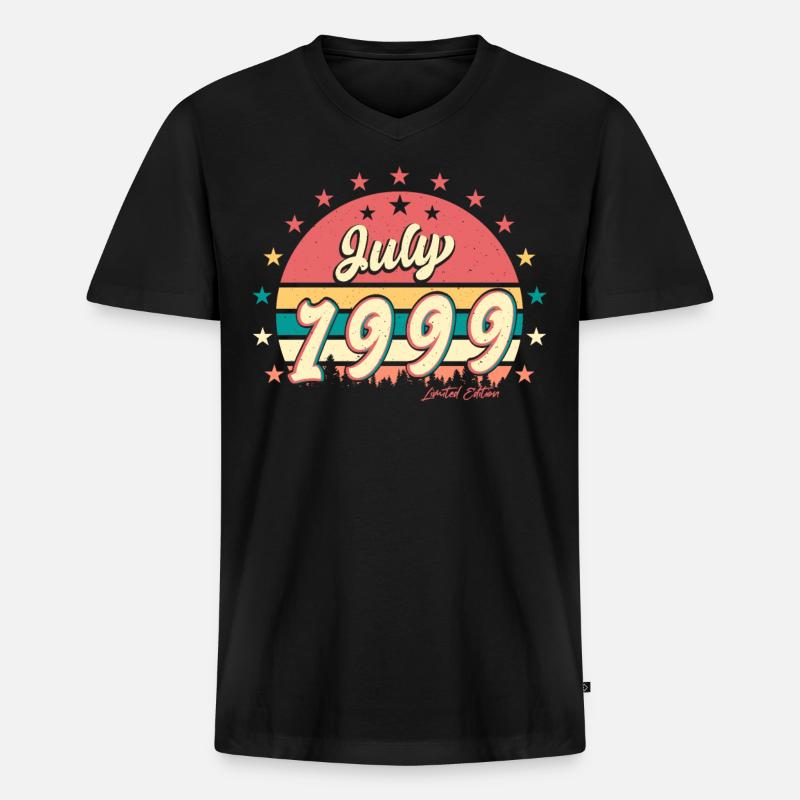 Bestes Lebensjahr Juli 1999 - Männer Premium Bio T-Shirt mit V-Ausschnitt - Schwarz