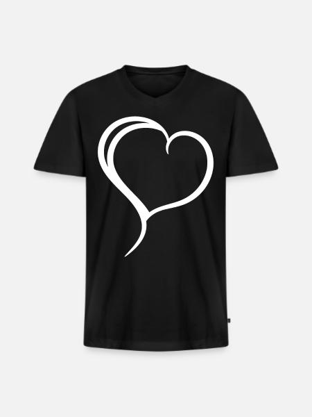 Plain White Heart - Men's Premium Organic T-shirt with V-neck - black