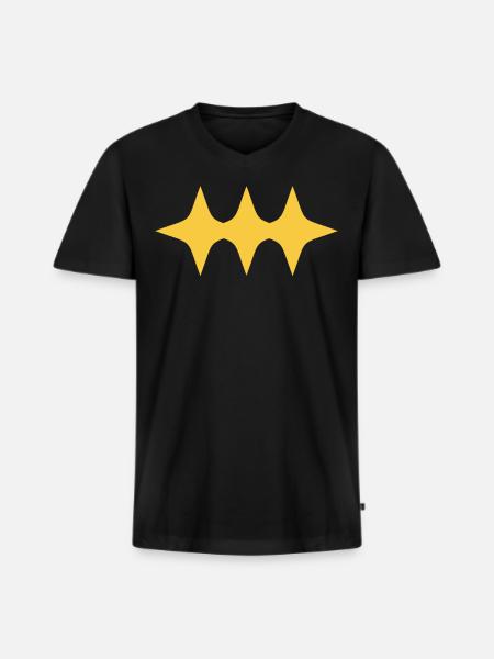 Three Star Yellow - Men's Premium Organic T-shirt with V-neck - black