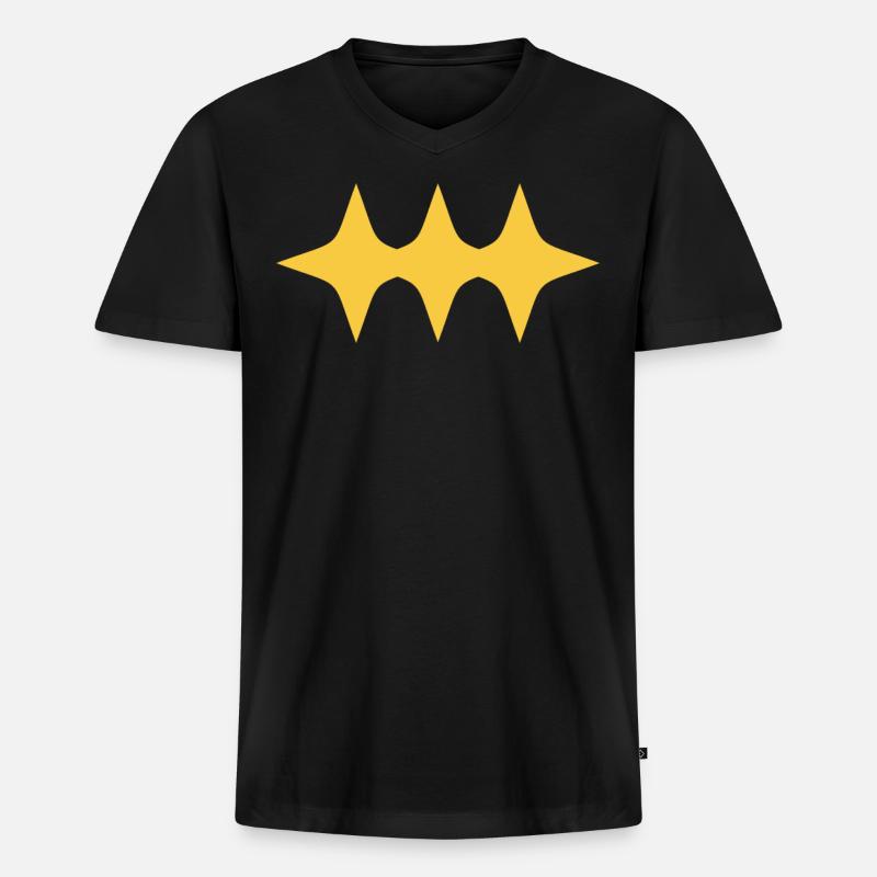 Drei Sterne Gelb - Männer Premium Bio T-Shirt mit V-Ausschnitt - Schwarz