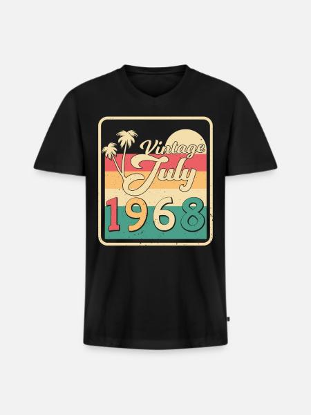 Juli 1968 Retro - Männer Premium Bio T-Shirt mit V-Ausschnitt - Schwarz