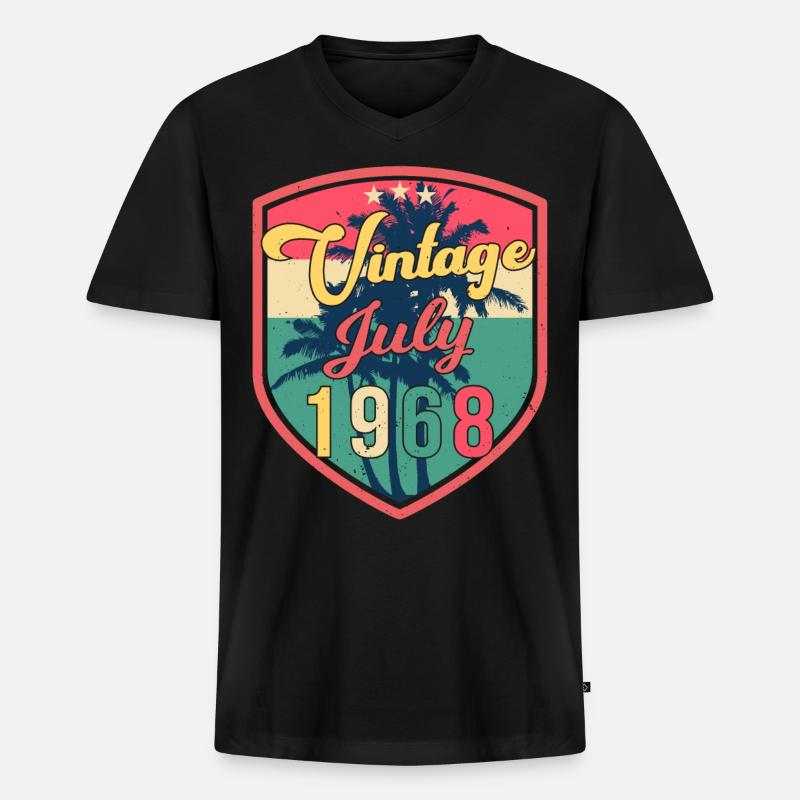 Retro 1968 Im Juli - Männer Premium Bio T-Shirt mit V-Ausschnitt - Schwarz