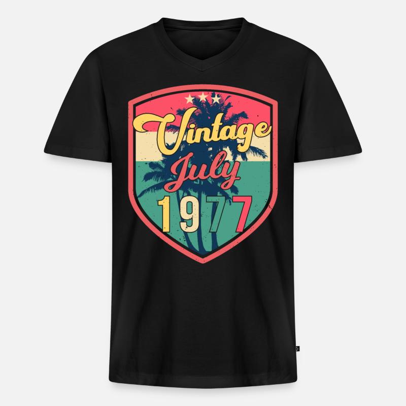 Geboren Im Juli 1977 - Männer Premium Bio T-Shirt mit V-Ausschnitt - Schwarz