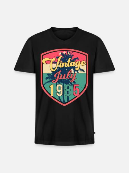 1985 Juli Beste Geschenkidee - Männer Premium Bio T-Shirt mit V-Ausschnitt - Schwarz