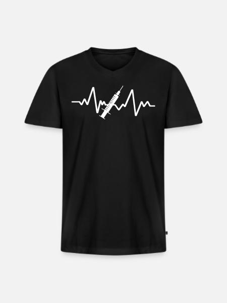 White splash design - Men's Premium Organic T-shirt with V-neck - black