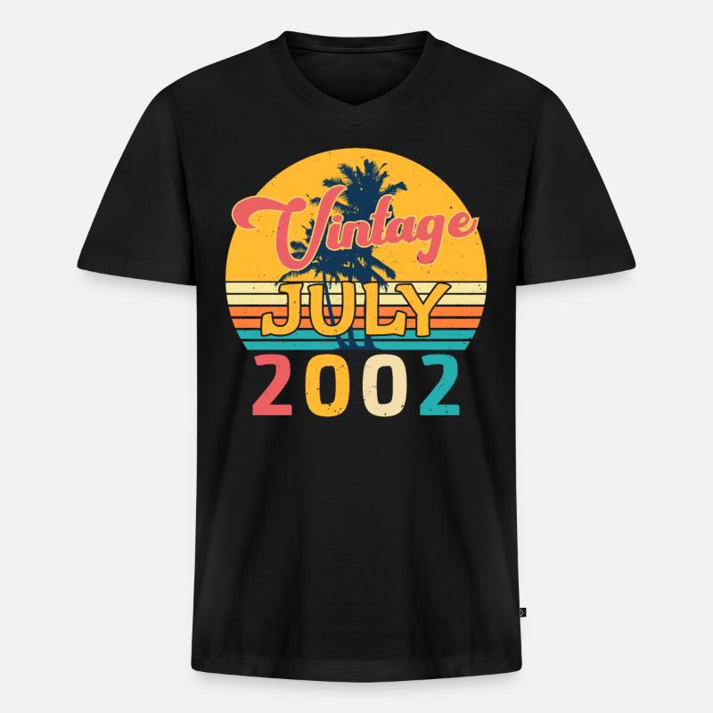 20 Jahre Im Juli 2002 - Männer Premium Bio T-Shirt mit V-Ausschnitt - Schwarz