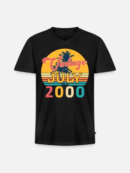 Baujahr Juli 2000 - Männer Premium Bio T-Shirt mit V-Ausschnitt - Schwarz
