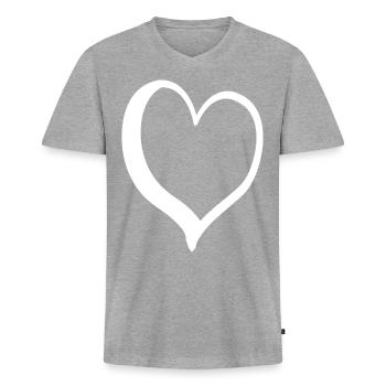 Cœur Noble Blanc - T-shirt encolure en V Premium bio Homme - gris chiné - Devant