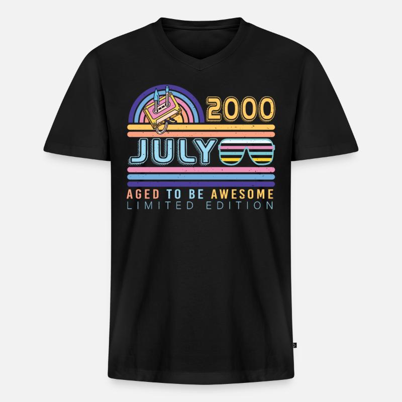 Bester Geburtsmonat Juli 2000 - Männer Premium Bio T-Shirt mit V-Ausschnitt - Schwarz