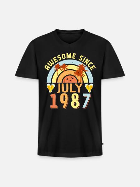 1987 Retro in July - Men's Premium Organic T-shirt with V-neck - black