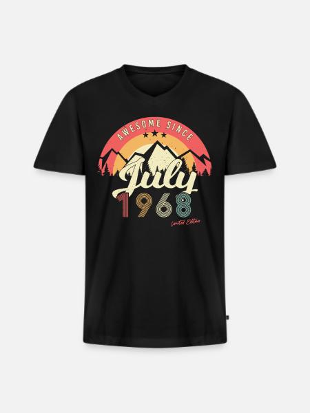 Retro Im Juli 1968 - Männer Premium Bio T-Shirt mit V-Ausschnitt - Schwarz