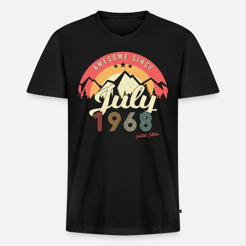 Retro Im Juli 1968 - Männer Premium Bio T-Shirt mit V-Ausschnitt - Schwarz