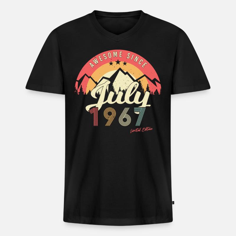 Retro Im Juli 1967 - Männer Premium Bio T-Shirt mit V-Ausschnitt - Schwarz