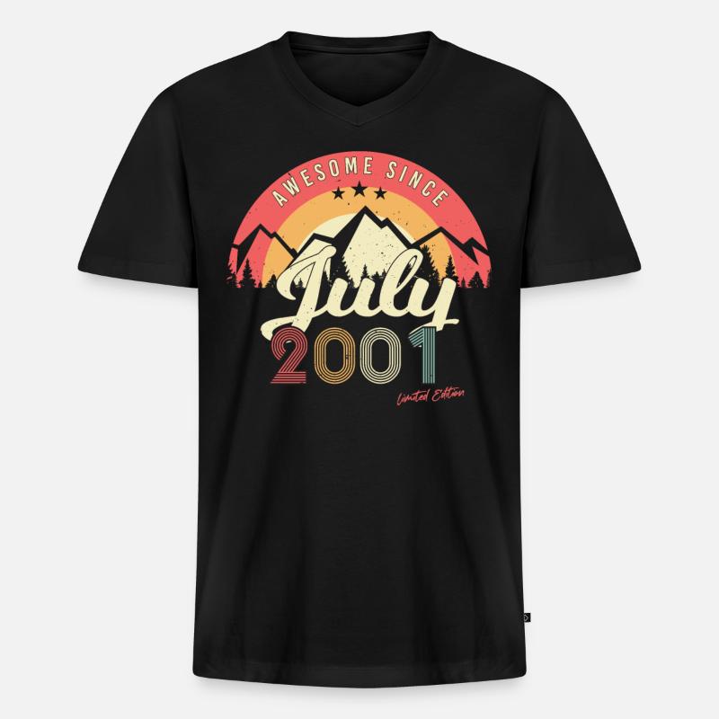 Geburtsmonat Juli 2001 - Männer Premium Bio T-Shirt mit V-Ausschnitt - Schwarz