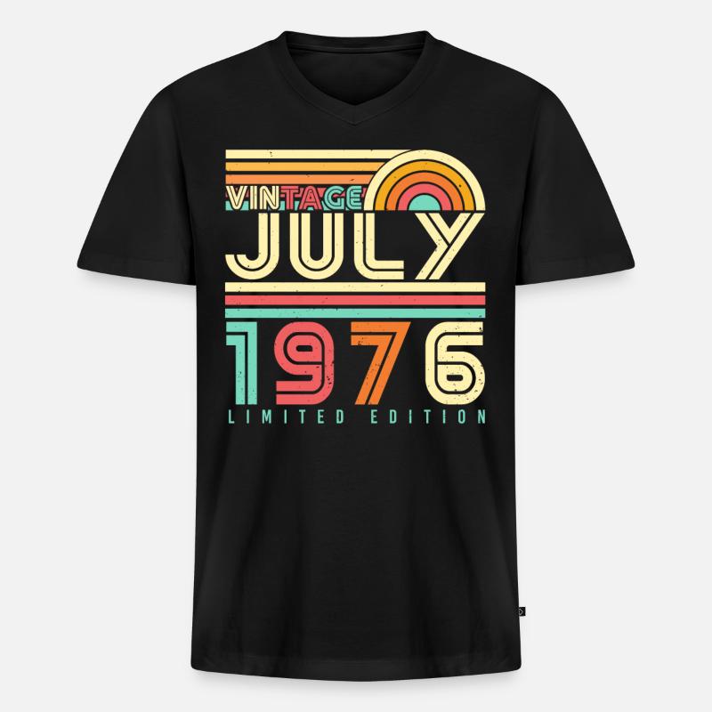 Juli 1976 Limitierte Edition - Männer Premium Bio T-Shirt mit V-Ausschnitt - Schwarz