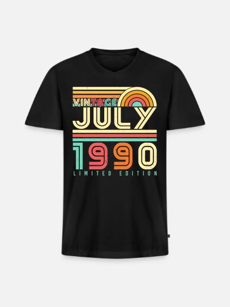 Geboren Juli 1990 - Männer Premium Bio T-Shirt mit V-Ausschnitt - Schwarz