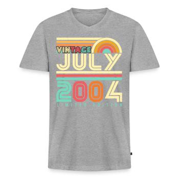 July 2004 Finally 18 years - Men's Premium Organic T-shirt with V-neck - heather grey - Front