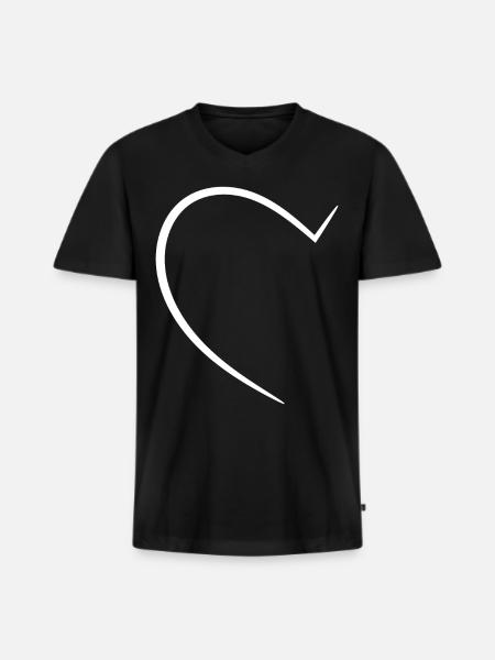 Half White Heart - Men's Premium Organic T-shirt with V-neck - black