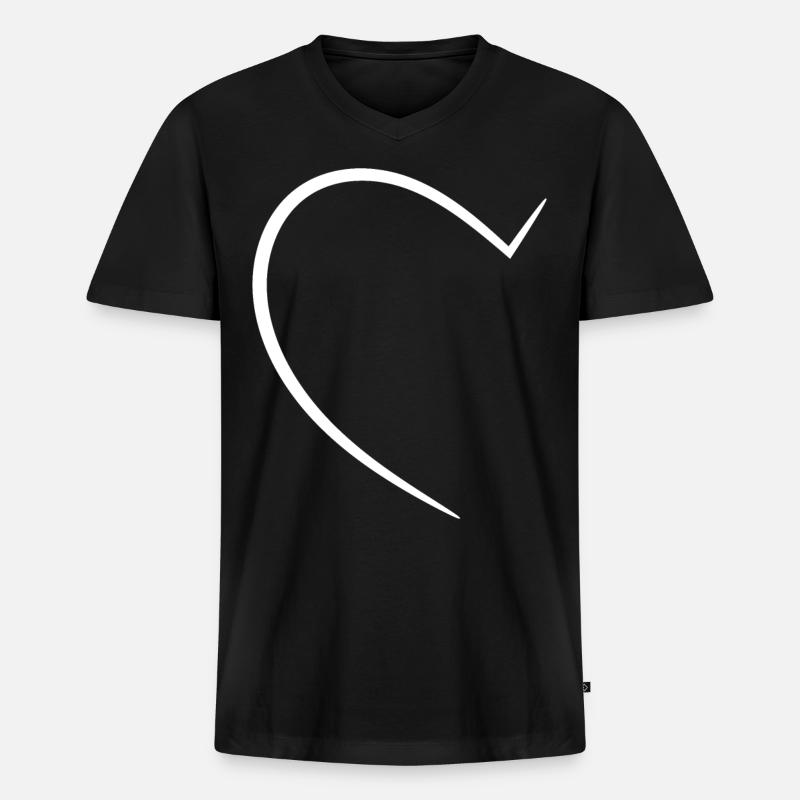 Half White Heart - Men's Premium Organic T-shirt with V-neck - black