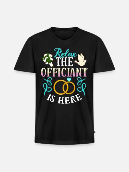 Trauungsleiter Eheoffizier Priester Pfarrer Ehe - Männer Premium Bio T-Shirt mit V-Ausschnitt - Schwarz