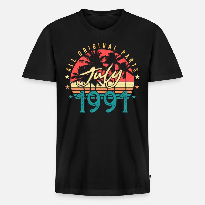 Geburtsmonat Juli 1991 - Männer Premium Bio T-Shirt mit V-Ausschnitt - Schwarz