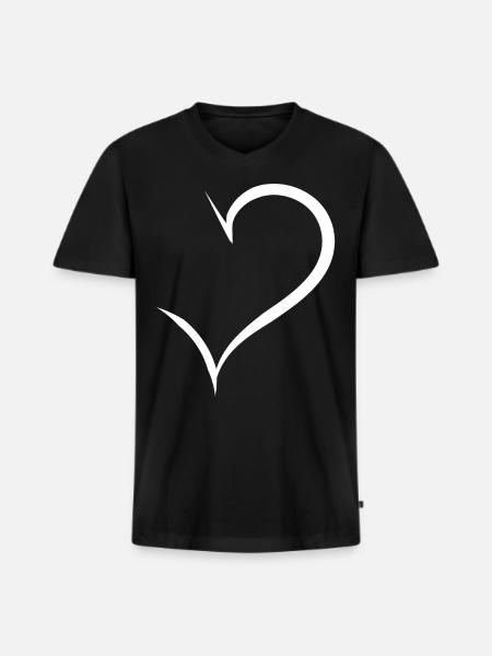 Half White Heart - Men's Premium Organic T-shirt with V-neck - black