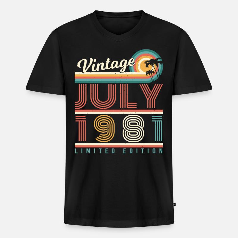 Geboren 1981 Im Juli - Männer Premium Bio T-Shirt mit V-Ausschnitt - Schwarz