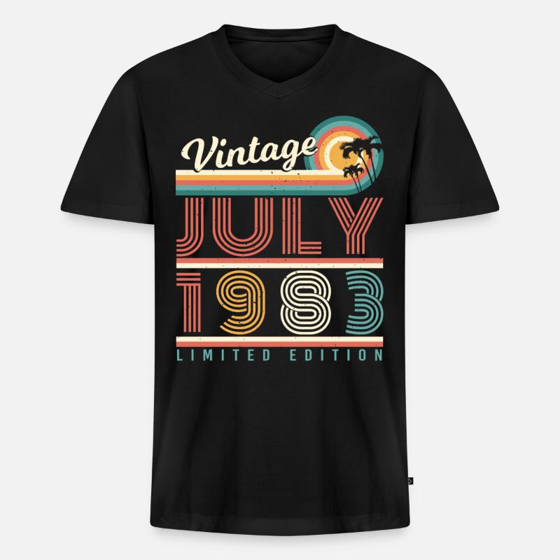 Geboren 1983 Im Juli - Männer Premium Bio T-Shirt mit V-Ausschnitt - Schwarz