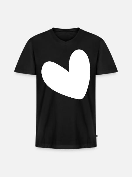 Simples Weisses Herz - Männer Premium Bio T-Shirt mit V-Ausschnitt - Schwarz