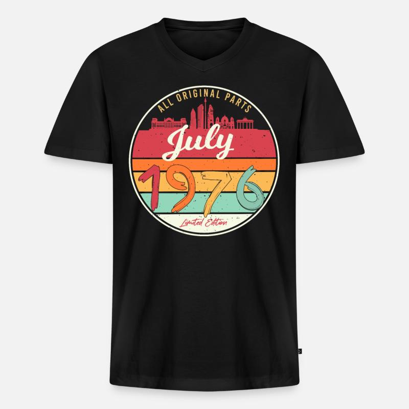 Juli 1976 Limitierte Edition - Männer Premium Bio T-Shirt mit V-Ausschnitt - Schwarz