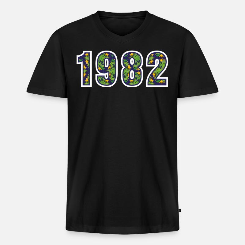 1982 - Männer Premium Bio T-Shirt mit V-Ausschnitt - Schwarz