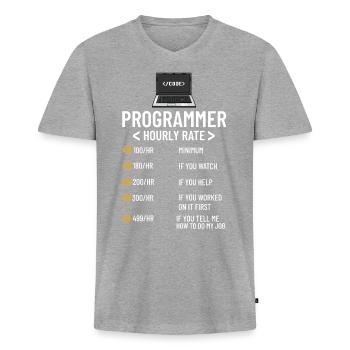 Programmeur Programmation Ordinateur Développeur Pc - T-shirt encolure en V Premium bio Homme - gris chiné - Devant
