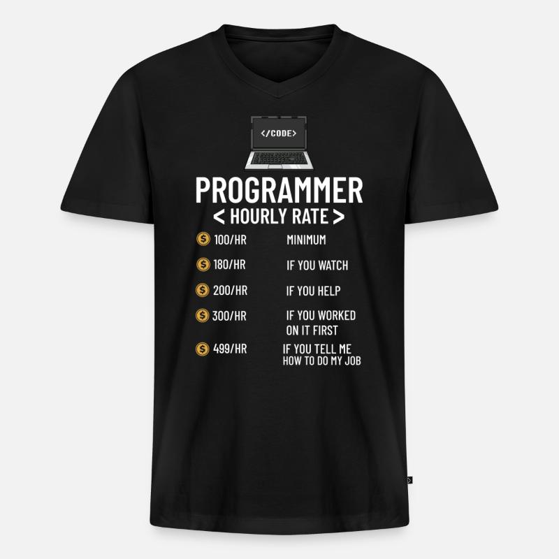 Programmierer Programmieren Computerentwickler Pc - Männer Premium Bio T-Shirt mit V-Ausschnitt - Schwarz