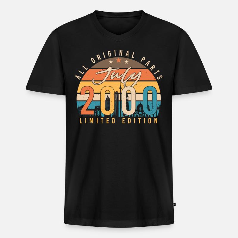 2000 Juli Retro - Männer Premium Bio T-Shirt mit V-Ausschnitt - Schwarz