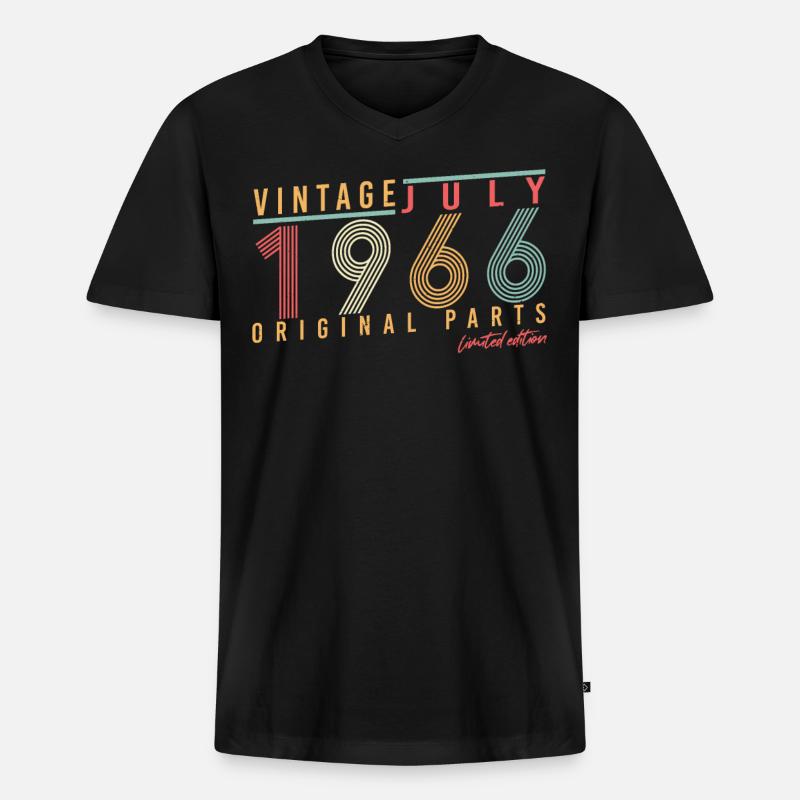 Geboren 1966 Im Juli - Männer Premium Bio T-Shirt mit V-Ausschnitt - Schwarz