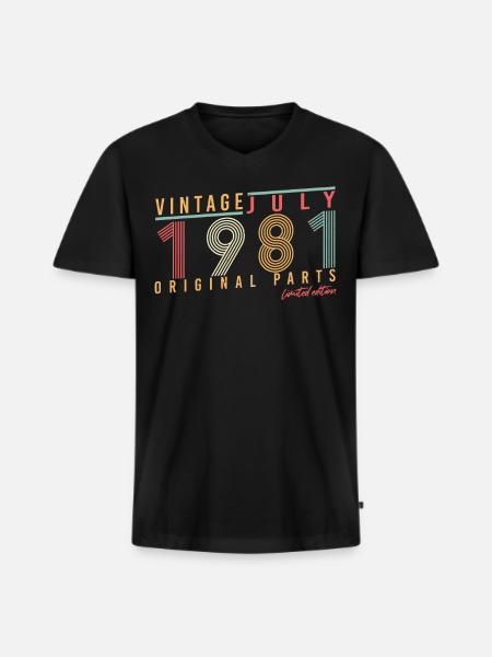Original Juillet 1981 - T-shirt encolure en V Premium bio Homme - noir