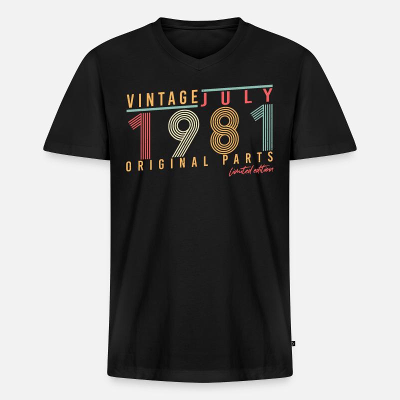 Original Juli 1981 - Männer Premium Bio T-Shirt mit V-Ausschnitt - Schwarz
