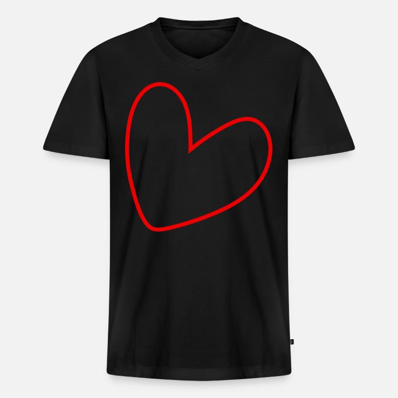 Simples Rotes Herz - Männer Premium Bio T-Shirt mit V-Ausschnitt - Schwarz