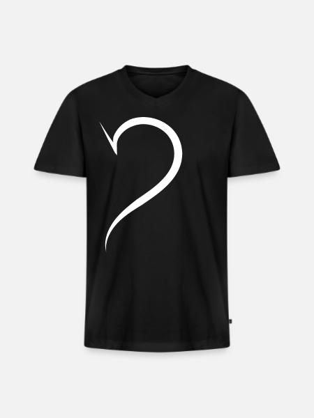 Cool Half Heart White - Men's Premium Organic T-shirt with V-neck - black