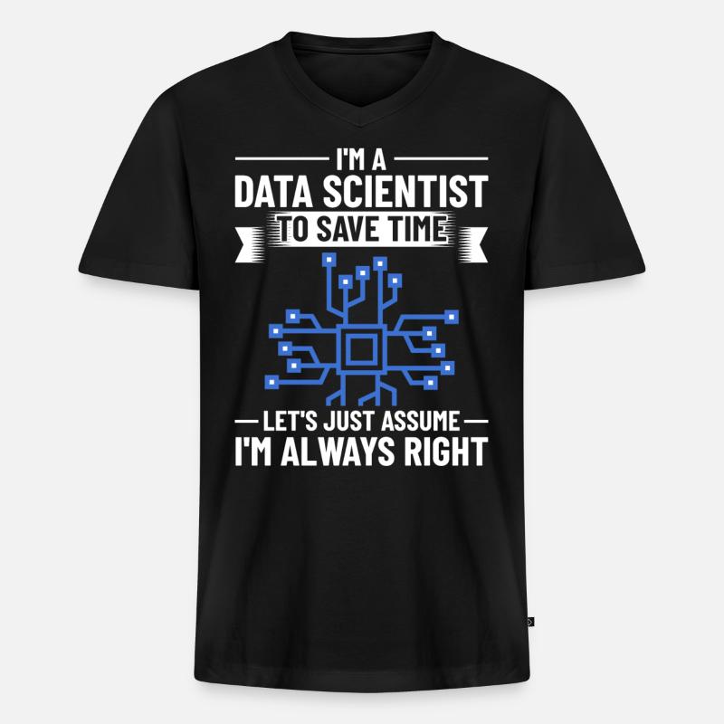 Datenwissenschaftler Data Science Wissenschaft - Männer Premium Bio T-Shirt mit V-Ausschnitt - Schwarz