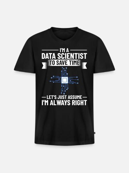 Data Scientist Data Science Science - T-shirt encolure en V Premium bio Homme - noir