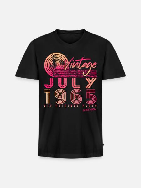 Year of construction 1965 July - Men's Premium Organic T-shirt with V-neck - black