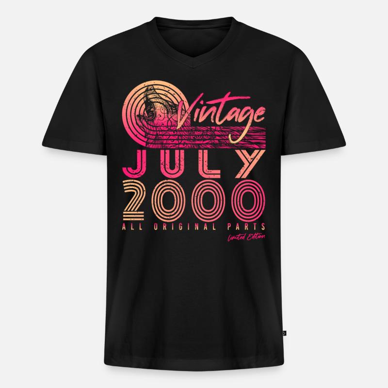 Geburtsmonat Juli 2000 - Männer Premium Bio T-Shirt mit V-Ausschnitt - Schwarz