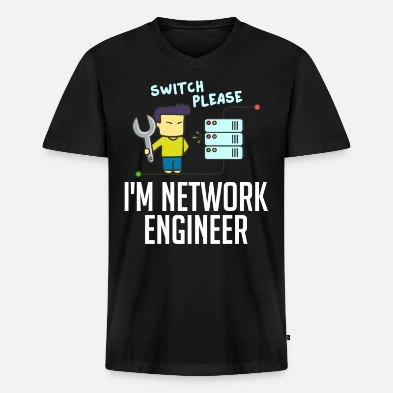 Netzwerkingenieur Network Engineer Computer - Men's Premium Organic T-shirt with V-neck - black