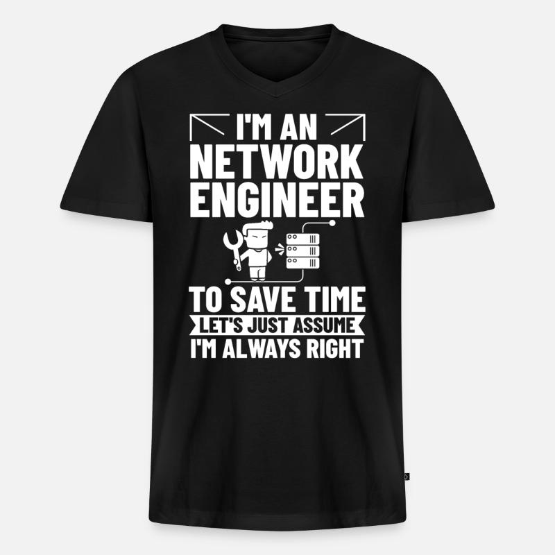 Netzwerkingenieur Network Engineer Computer - Männer Premium Bio T-Shirt mit V-Ausschnitt - Schwarz
