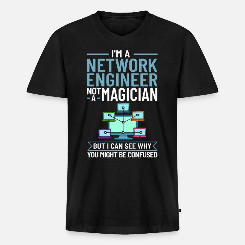 Netzwerkingenieur Network Engineer Computer - Men's Premium Organic T-shirt with V-neck - black