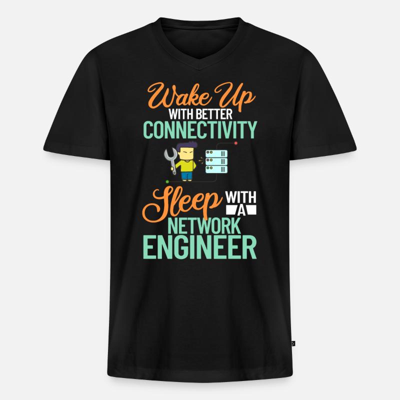 Netzwerkingenieur Network Engineer Computer - Men's Premium Organic T-shirt with V-neck - black