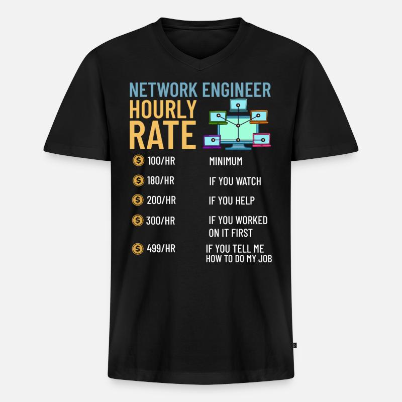 Netzwerkingenieur Network Engineer Computer - Men's Premium Organic T-shirt with V-neck - black